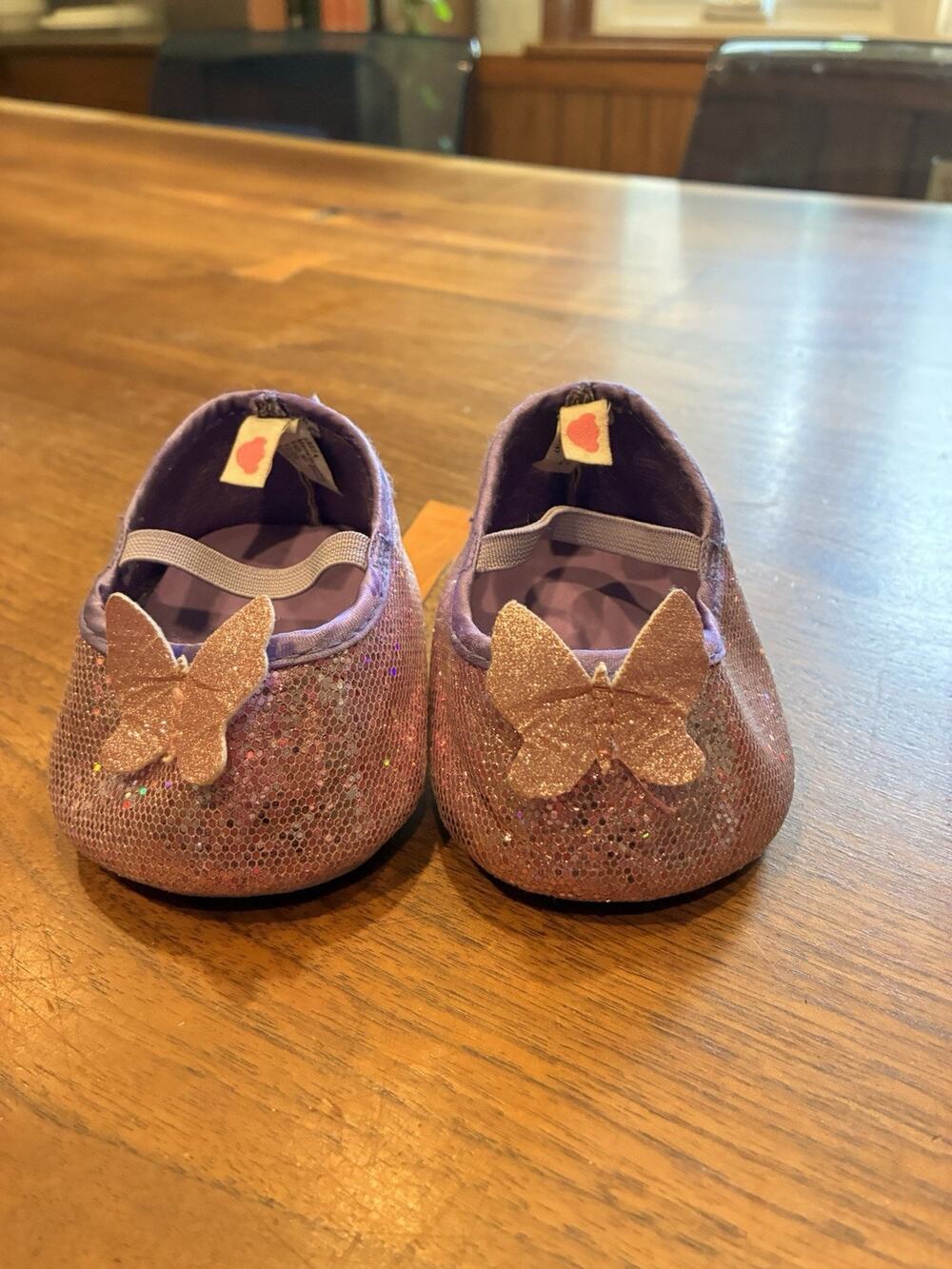 Build a Bear Purple Glitter Heels with Pink Butterfly
